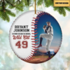 Baseball Player Ceramic Christmas Ornament for Christmas Decor, Custom Photo and Name Baseball Ornament for Baseball Lovers
